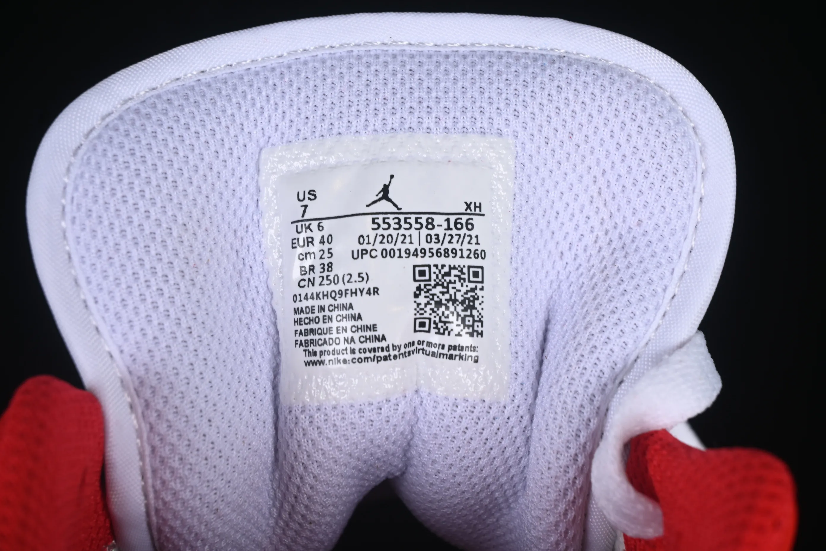 All categories Air Jordan Jordan series basketball shoes Air Jordan 1 Low Air Jordan 1 Low AJ1 Joe 1 white and red color low-top cultural and casual sneakers 553558-166
